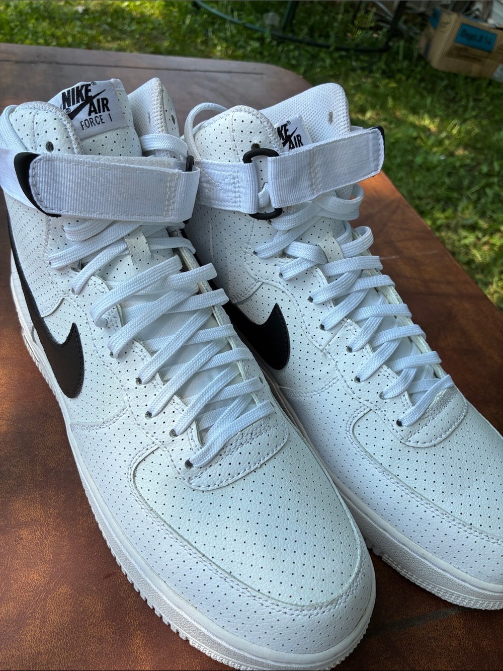 Nike High-Top Sneakers - White with Black Swoosh
